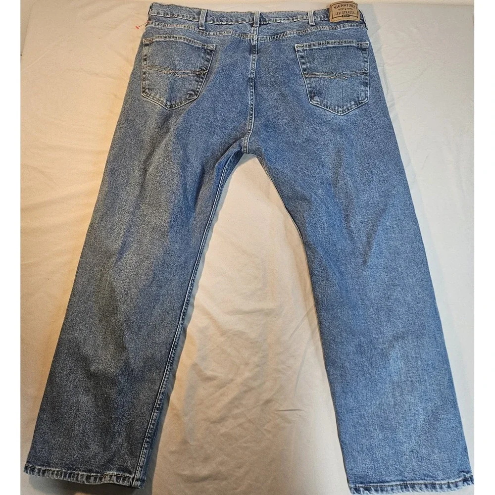 Levi Strauss Signature Gold Jeans Mens 44x30 Regular Fit Blue Denim Stretch‎